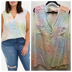 Harper Rayon Slub Pullover Sleeveless Tie Dye Top, Torrid, size 3